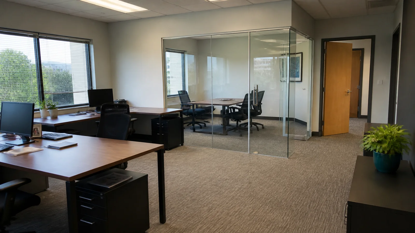 Bright, freshly cleaned commercial office interior in Columbus